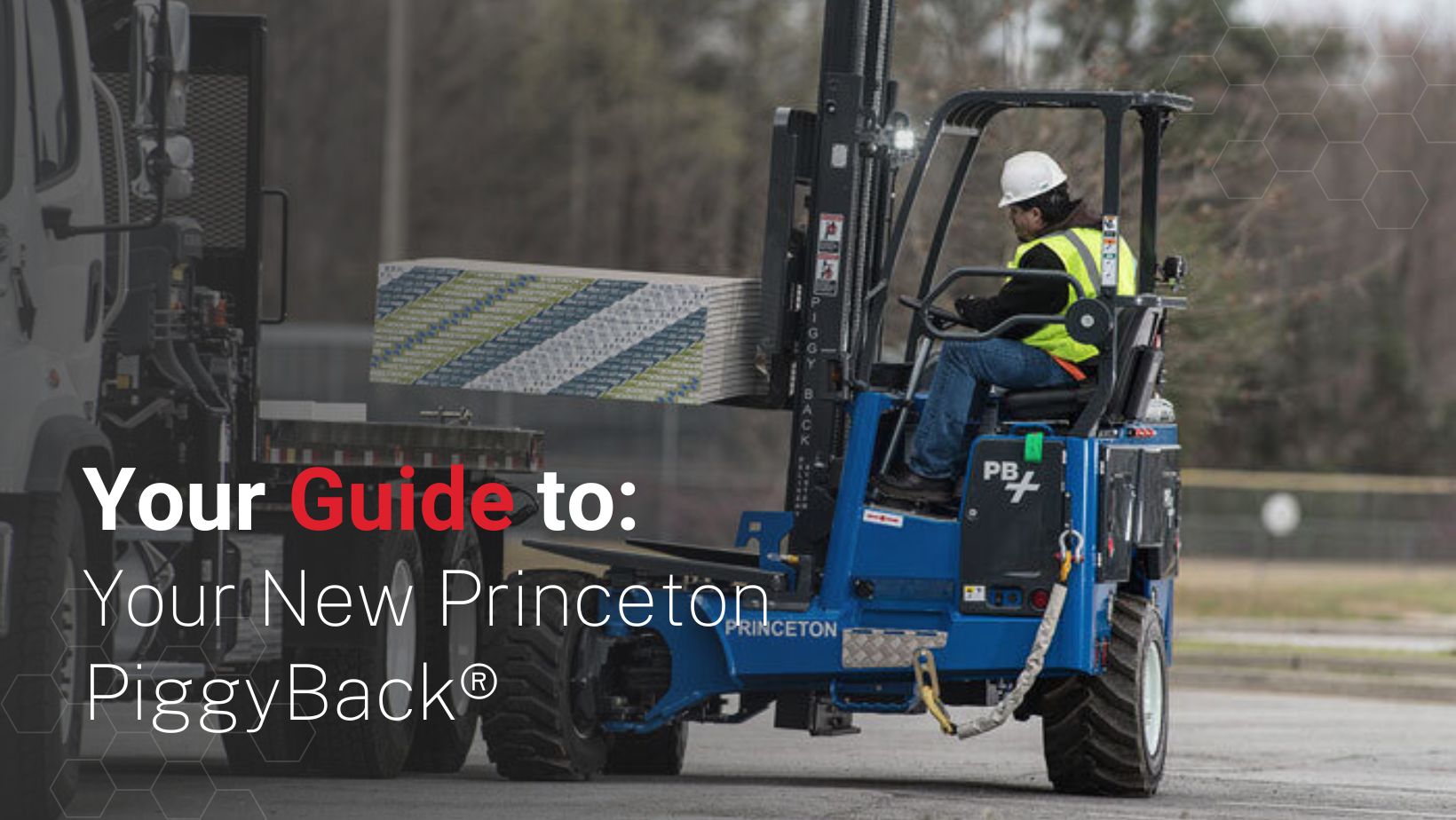 A guy driving a Princeton Forklift